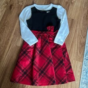 Gymboree Black/Red Plaid Holiday Dress w Sweater Set